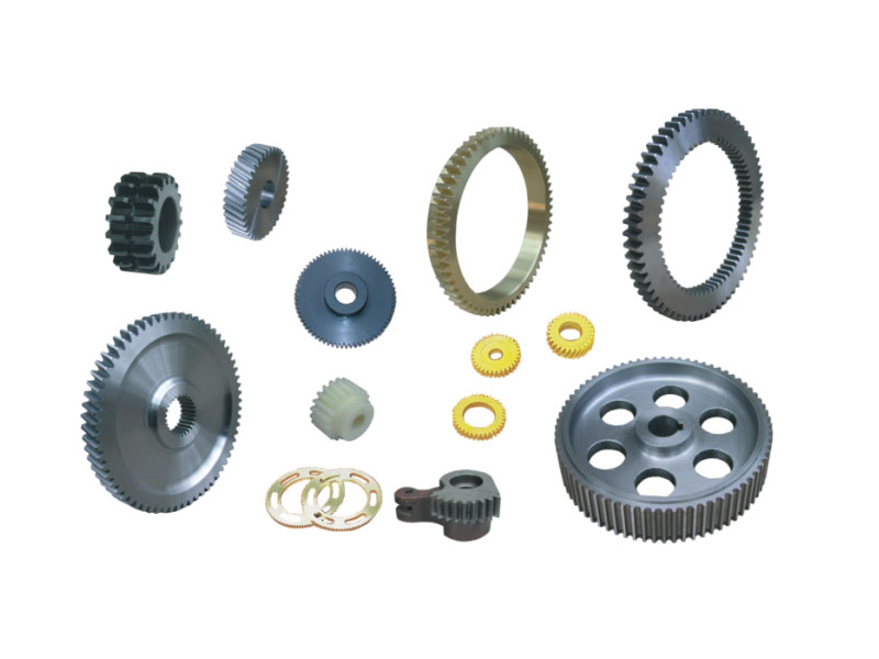 Various types of cylindrical gears, inner and outer ring gears, sprockets